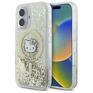 Etui i futerały do telefonów - Hello Kitty Liquid Glitter Fever MagSafe - Etui iPhone 16 (biały / złoty) - miniaturka - grafika 1