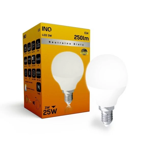 INQ Żarówka LED 3W E14 4000K LP014NW (LB014NW)