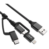 Kable USB - InLine 31415s 3-W-1 kabel USB, Micro-USB, Lightning, "USB C/aluminiowa", 1,5 m czarna 31415S - miniaturka - grafika 1