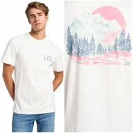 Koszulki męskie - Lee RELAXED GRAPHIC TEE Ecru luźna koszulka bawełniana męska nadruk M - miniaturka - grafika 1