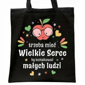 Torby i wózki na zakupy - Torba bawełniana czarna na zakupy Dzień Nauczyciela Prezent - miniaturka - grafika 1