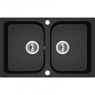 Zlewozmywaki - Laveo SBC 720T Zlewozmywak granitowy2 komoryWymiary 480x760x184 mm Wymiar szafki 800 mmWyko$670czenie czarneW zestawie z syfonem Space Saving i korkiem automatycznym - miniaturka - grafika 1