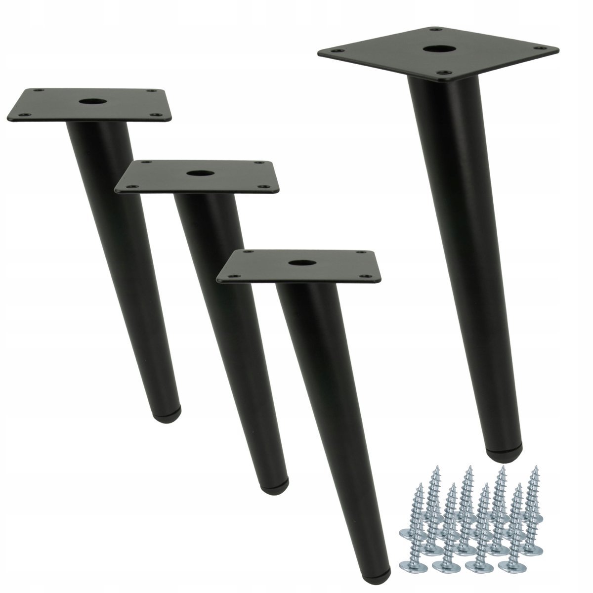 4 x Noga meblowa Szpilka skośna czarny mat 20 cm noga do stolika do szafki