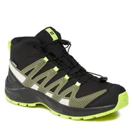 Buty dla chłopców - Trekkingi Salomon Xa Pro V8 Mid Climasalomon™ Waterproof L47289400 Black/Deep Lichen Green/Safety Yellow - miniaturka - grafika 1