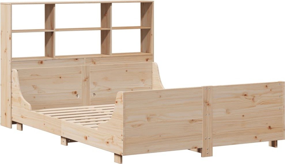 vidaXL Łóżko z litego drewna z półką bez materaca 135x190 cm lite drewno