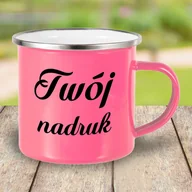 Kubki - Ciemnoróżowy kubek metalowy, emaliowany z Twoim nadrukiem - miniaturka - grafika 1