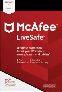 McAfee Livesafe 1 Device 3 Years - Key - GLOBAL - Gry PC Cyfrowe - miniaturka - grafika 1