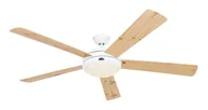 Wentylatory sufitowe - Wentylator sufitowy z oświetleniem i pilotem Tium 162 cm Biały Łopatki buk/sosna - miniaturka - grafika 1