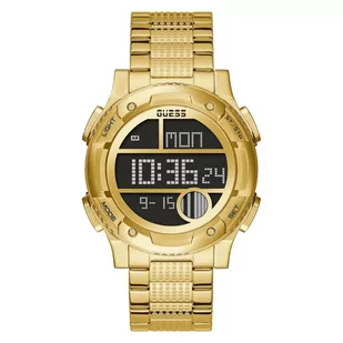 Zegarek Złoty zegarek męski elektroniczny Guess Zip z bransoletą GW0271G2 - Zegarki męskie - miniaturka - grafika 1