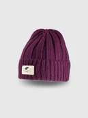 Czapki damskie - 4F Czapka zimowa z dodatkiem wełny damska - fioletowa Uniwersalny - miniaturka - grafika 1