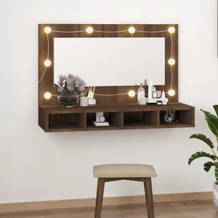 Lumarko Szafka z lustrem i LED, brązowy dąb, 90x31,5x62 cm - Toaletki - miniaturka - grafika 1