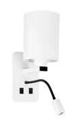 Lampy ścienne - Nowoczesny biały kinkiet z dodatkową lampką LED do czytania - V077 G1-W20 - miniaturka - grafika 1