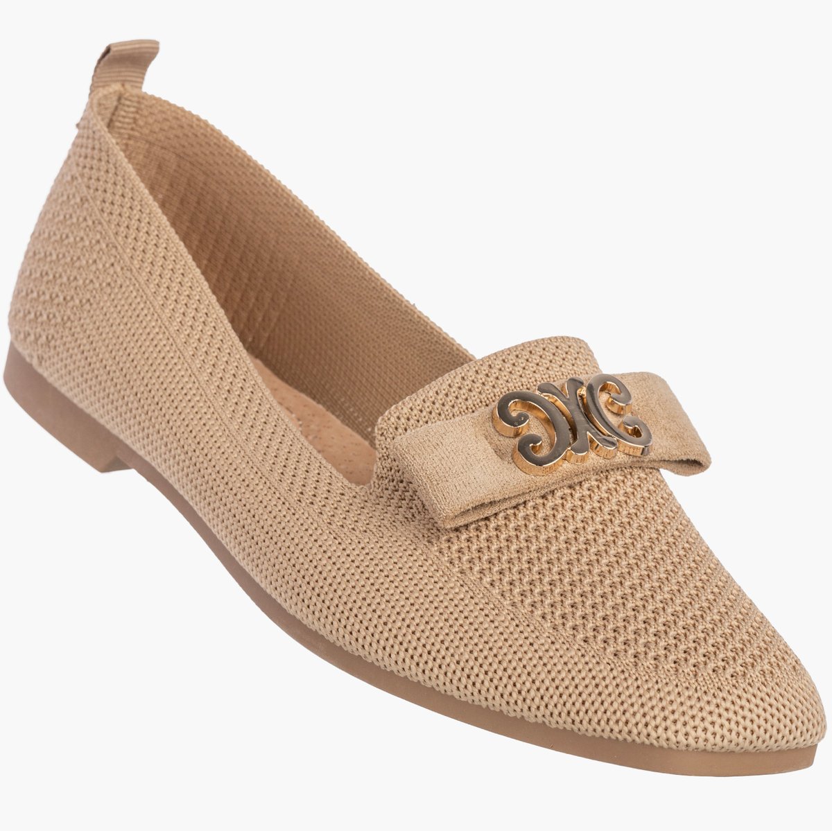 Mokasyny Damskie Wsuwane Buty Baleriny Eleganckie Półbuty Beżowe 39 Khaki
