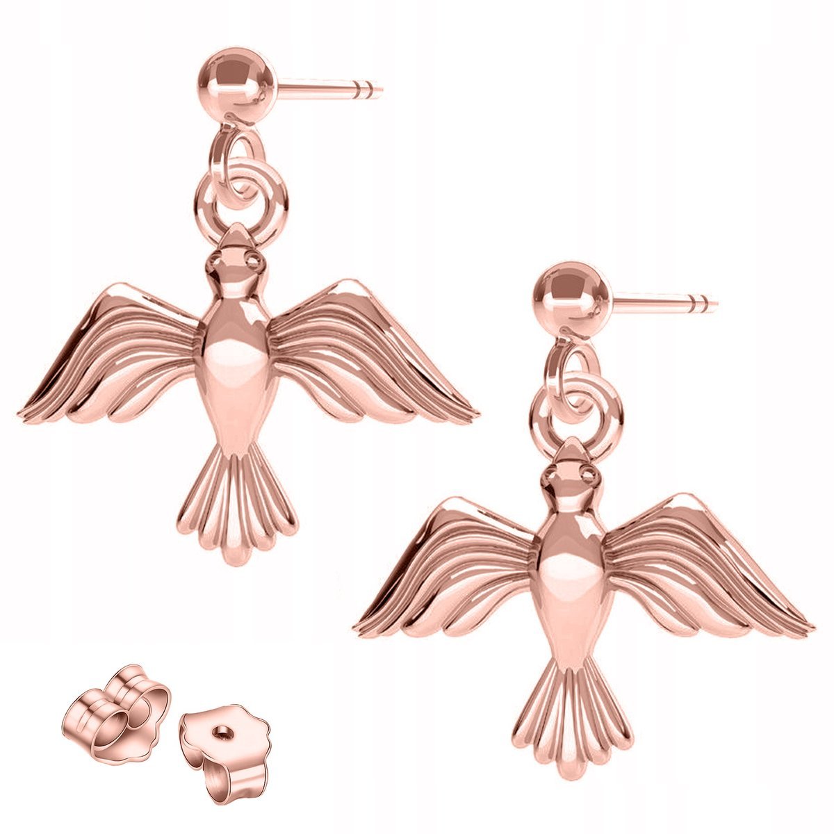 Kolczyki Pozłacane z Ptakami Bird Ptaszki Ptaki Jaskółki SREBRO 925