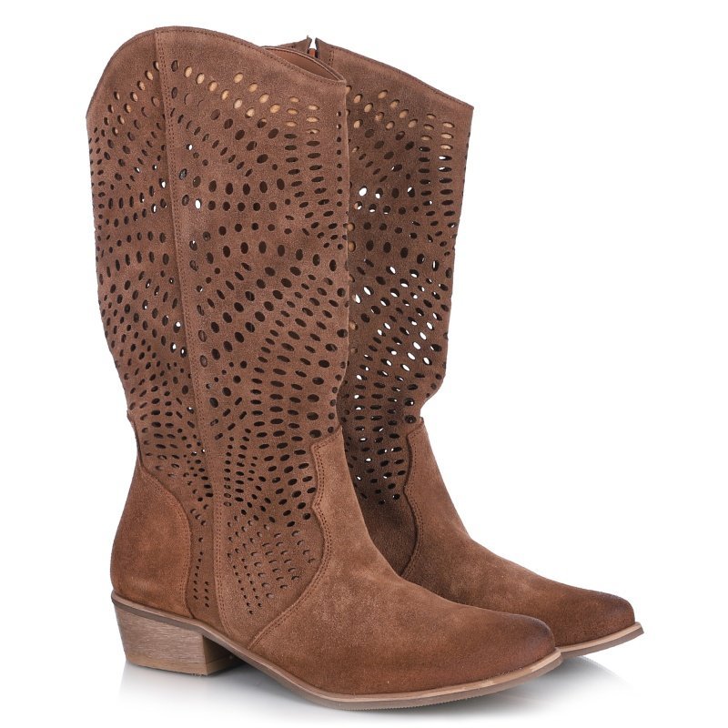 Botki kowbojki ażurowe damskie Exquisite 1229-KONIAK WEL SKÓRA R.38