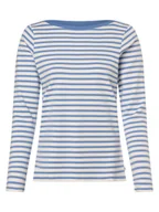Koszulki i topy damskie - Tom Tailor Denim Damska koszulka z długim rękawem Kobiety Bawełna niebieski|biały w paski, XS - miniaturka - grafika 1