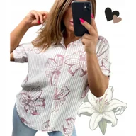 Koszule damskie - PIĘKNA LILIA KOSZULA DAMSKA WISKOZA rozpinana tunika paski 46 48 3XL 4XL - miniaturka - grafika 1