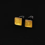 Kolczyki - Kolczyki srebrne bursztynowe kwadraty - miniaturka - grafika 1