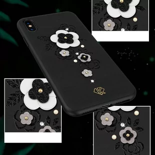 Kingxbar Petal etui ozdobione oryginalnymi Kryształami Swarovskiego iPhone XS / iPhone X czarny - Etui i futerały do telefonów - miniaturka - grafika 7