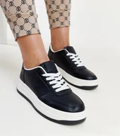 Sneakersy damskie - Czarne sneakersy na platformie Cvita-40 - miniaturka - grafika 1
