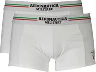 Majtki męskie - Aeronautica Militare Bokserki Męskie 2 Pack Biały Kolor: Biały, Rozmiar: M - miniaturka - grafika 1