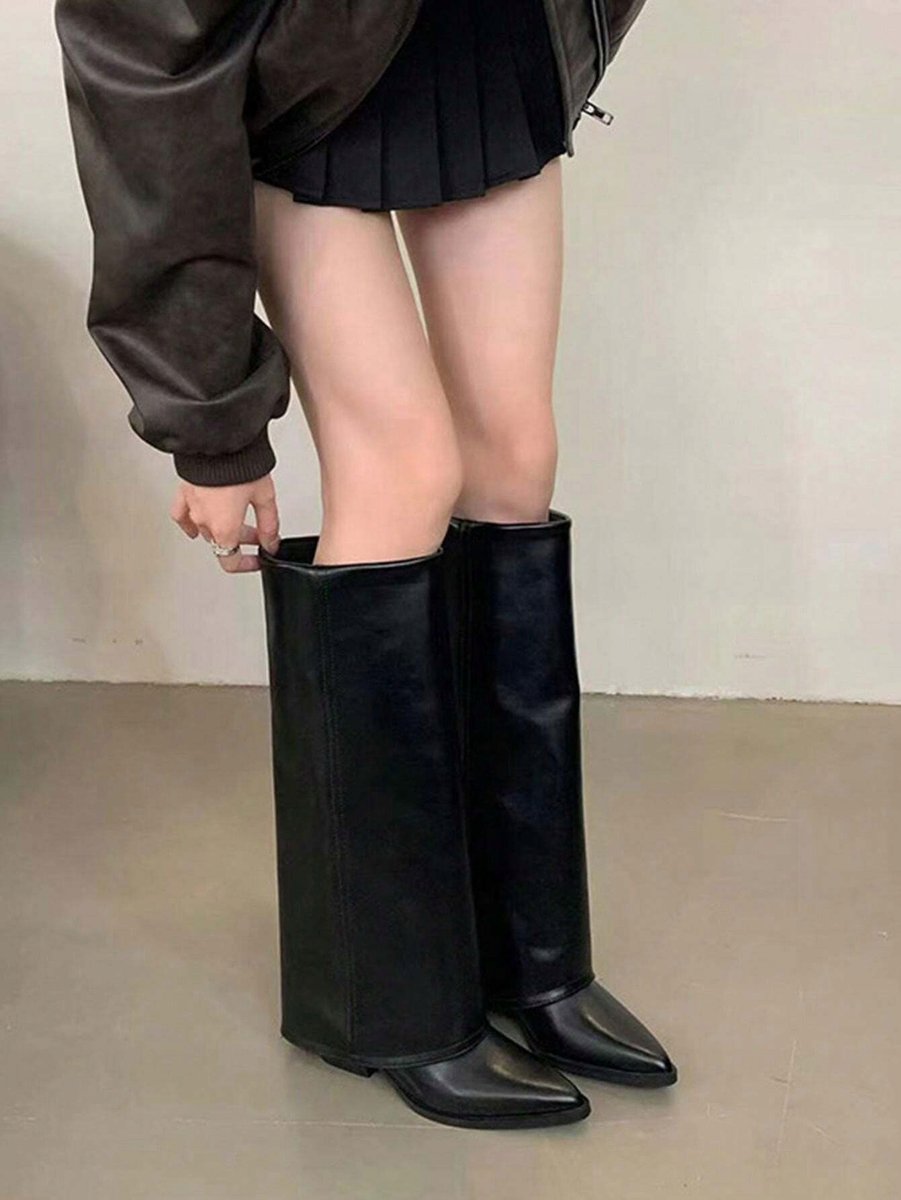 SHEIN CZARNE KOZAKI DAMSKIE ZE SZPICZASTYM NOSKIEM 39 11LA