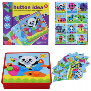 UKŁADANKA EDUKACYJNA DLA DZIECI MONTESSORI GUZIKOWA MOZAIKA PLANSZE - Zabawki interaktywne dla dzieci - miniaturka - grafika 1