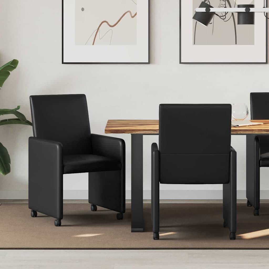 vidaXL Krzesła do jadalni 2 pcs czarny 57 x 66 x 94 cm skóra syntetyczna