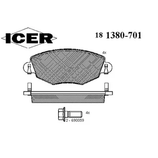 Klocki hamulcowe - komplet ICER 181380-701 - Klocki hamulcowe - miniaturka - grafika 1