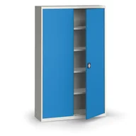 Pozostałe wyposażenie warsztatu - KOVONA Szafa metalowa, 1950 x 1200 x 400 mm, 4 półki, szara/niebieska C37030.2.B5.24B2B - miniaturka - grafika 1