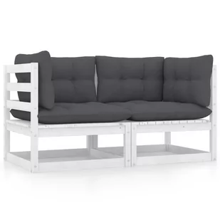 VidaXL 2-osobowa sofa ogrodowa z poduszkami, biała, drewno sosnowe 805731 - Sofy ogrodowe - miniaturka - grafika 1