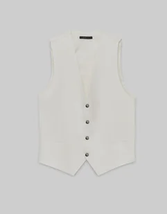 kamizelka do zestawu lido 01 biały slim fit - Kamizelki męskie - miniaturka - grafika 1