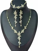 Zestawy biżuterii dla kobiet - Komplet złotej biżuterii ślubnej, cyrkonia sześcienna LOU - miniaturka - grafika 1