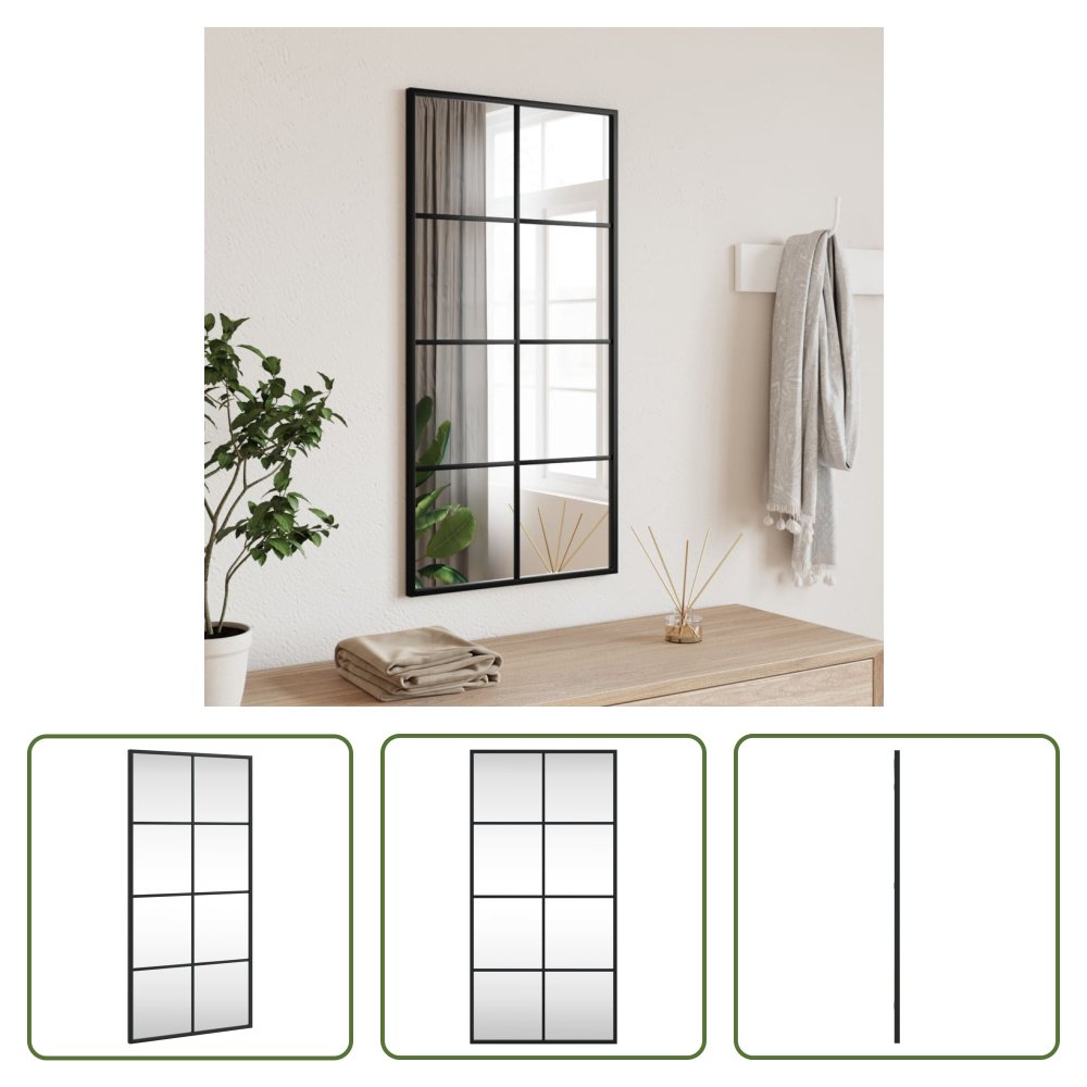 The Living Store Lustro ścienne czarne 40x80 cm prostokątne żelazo
