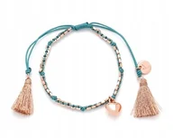 Bransoletki - Bransoletka Pozłacana Z Serduszkiem Turkusowa Z Chwostami Regulowana - miniaturka - grafika 1