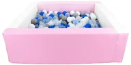 Suche baseny - Kwadratowy suchy basen z ekoskóry z 300 piłeczkami (biały, różowy (pastel)/biały, transparentny, niebieski, szary) - miniaturka - grafika 1