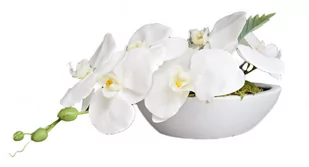 Dekoracja Biały Storczyk w ceramicznej osłonce - Sztuczne kwiaty - miniaturka - grafika 1