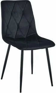 Czarne tapicerowane krzesło welurowe H7-D48 - Krzesła Czarne tapicerowane krzesło welurowe H7-D48 - Krzesła - miniaturka - grafika 1