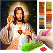 Malowanie po numerach - Haft Diamentowy ARTULIO, Obraz DIY 5D, Diamond Painting, Mozaika diamentowa 30x40cm (Jezus Chrystus) + zestaw akcesoriów - miniaturka - grafika 1