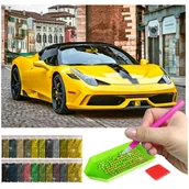 Dekoratorstwo - Haft Diamentowy ARTULIO, Obraz DIY 5D, Diamond Painting, Mozaika diamentowa 40x60cm (Samochód w starym mieście) + zestaw akcesoriów - miniaturka - grafika 1