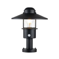Lampy ogrodowe - Klampenborg latarnia cokołowa czarna KLAMPENBORG-PED-PIR-BK Elstead Lighting - miniaturka - grafika 1