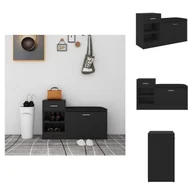 Szafki na buty - vidaXL Ławka na buty czarna 94,5x31x57 cm materiał drewnopochodny - Stojaki i szafki na buty - miniaturka - grafika 1