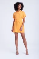 Bluzki damskie - Pomarańczowa tunika z paskiem - Greenpoint - miniaturka - grafika 1