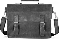 Teczki i aktówki - SZARA SKÓRZANA TORBA LISTONOSZKA NA RAMIĘ SOLOME - miniaturka - grafika 1