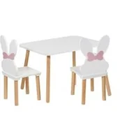 Zestawy mebli dla dzieci - Zestaw mebli dla dzieci ,stolik 50/60 z krzesełkami królik z kokardą - miniaturka - grafika 1