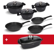 Zestawy garnków i patelni - Zestaw garnków, patelni 9 el. Black Stone Zwieger + brytfanna Black Stone Zwieger - miniaturka - grafika 1