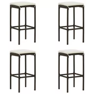 Taborety i hokery - vidaXL Stołki barowe z poduszkami, 4 szt., brązowe, polirattan - miniaturka - grafika 1