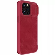 Etui i futerały do telefonów - Nillkin Qin Leather Pro Case etui iPhone 14 Pro osłona na aparat kabura pokrowiec obudowa z klapką czerwony - miniaturka - grafika 1