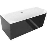 Wanny - Mexen Mia wanna wolnostojąca narożna lewa 140 x 75 cm, biała/czarna, przelew nikiel szczotkowany - 52691407575L-97 - miniaturka - grafika 1