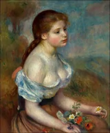 Plakaty - Galeria Plakatu, Plakat, A Young Girl With Daisies, Auguste Renoir, 30x40 cm - miniaturka - grafika 1